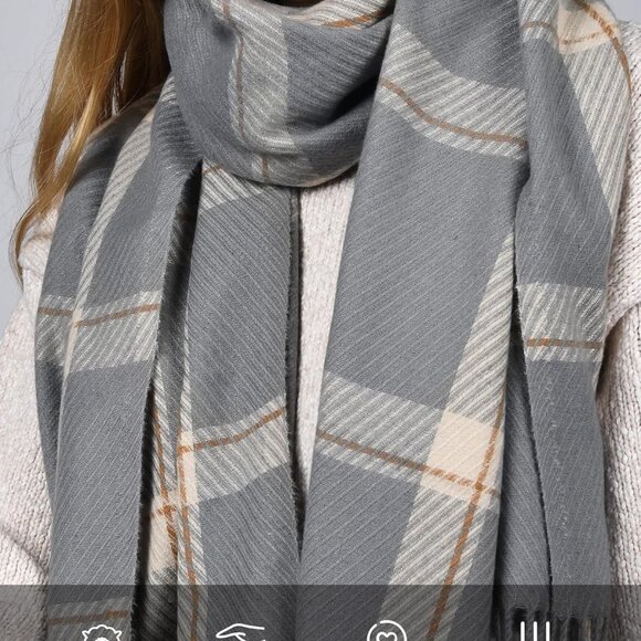 Winter Scarf for Women Shawl Cashmere Feel Tassel Plaid Large Oversized Scarves - Picture 2 of 7